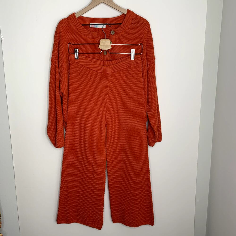 Free People Ribbed Knit Two-Piece Set in Rust - Picture 2 of 16